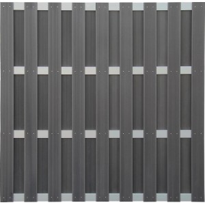 Panneau de clôture en WPC anthracite avec aluminium, 180x180 cm, pour jardin et terrasse.