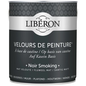 Pittura murale grigio scuro Liberon Velours de Peinture Schwarz Smoking, barattolo da 2,5 l.