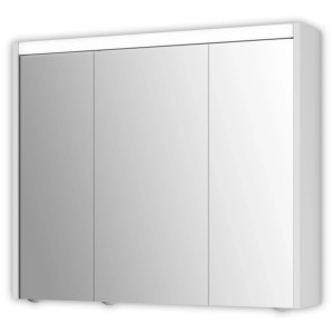 Armoire de toilette Jokey Sarto III avec 3 portes miroir en verre cristal et corps blanc.