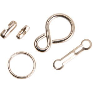 Set di accessori per catena a sfera Conacord in ottone cromato, con connettore a sfera, anello e raccordo.