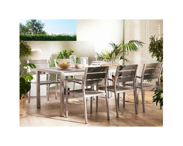 Beliani Gartentisch 180x90cm - Moderner Esstisch Für 6 Personen Aus Aluminium