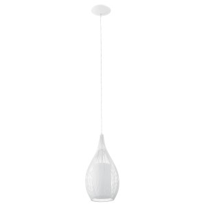 Lampada a sospensione bianca Eglo Razoni con vetro satinato, design moderno per interni.