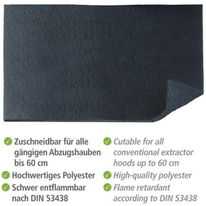 Wenko filtro a carboni attivi, 47x57cm, tagliabile per cappe aspiranti fino a 60cm. Assorbe gli odori di cucina.