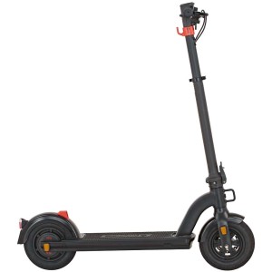Schwarzer Prophete E-Scooter Urbanicer mit 10-Zoll-Luftreifen.