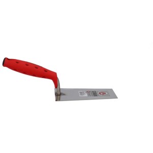 Cazzuola per intonaco con impugnatura morbida rossa, lunghezza lama 140 mm, per lavori di muratura e intonacatura.