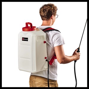 Pulvérisateur à batterie Einhell Power X-Change GE-WS 18/150 Li-Solo avec bretelles et lance.