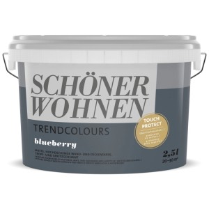 Pot de peinture Schöner Wohnen Trendfarben Blueberry, peinture murale mate d'intérieur, 2,5 l.