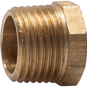 Raccordo filettato in ottone riduttore 14,9/21 mm per idraulica e riscaldamento.