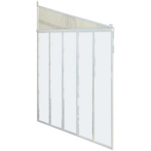 Pannello laterale bianco per copertura patio Feria 4 con elementi in policarbonato e vetro acrilico.