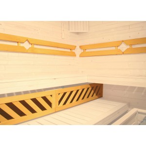 Weka Comfort Package : 2 dossiers en bois et un panneau de couchette pour sauna avec couchette transversale.