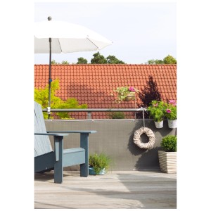 Balcon avec pare-vue en rotin gris titane, 90x300 cm, pour plus d'intimité et de protection contre le vent.