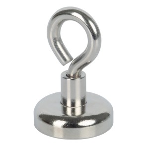 Fix-o-moll Magnete a vaso al neodimio con occhiello, set da 2, argento, per appendere oggetti.