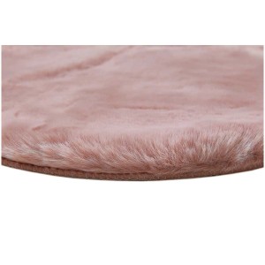 Primo piano: Cuscino rotondo Coste color rosa antico in poliestere, superficie morbida.