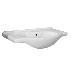 Lavabo en céramique blanc, 85x20x48 cm, avec trou pour robinet mitigeur.