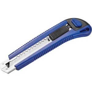 Cutter LUX Classic 100 mm blu con corpo in metallo e blocco lama.