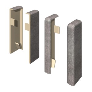 Embouts Egger, cubiques, 6 cm, Gris Pierre, 2 pièces, pour finition de plinthes.
