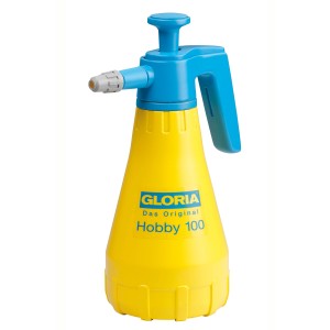 Pulvérisateur à pression Gloria Hobby 100, jaune/bleu, capacité 1 l pour jardin, balcon et terrasse.