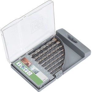 Jeu de forets à pierre LUX Comfort, 8 pièces dans un coffret. Forets en acier avec pointe en carbure.