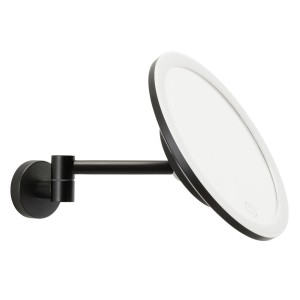 Specchio cosmetico nero Tesamit LED da parete con ingrandimento.