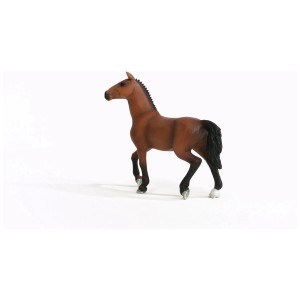 Detailgetreue Schleich Oldenburger Stute, braunes Fell, schwarze Mähne und Schweif.