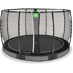 Trampolino interrato nero EXIT Allure Premium Ø 366 cm con rete di sicurezza.
