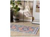 Teppich Ritapuram Kurzflor orientalisches Muster Blau-Orange 60 x 200 cm