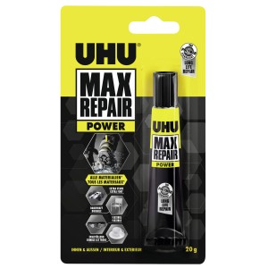Uhu Max Repair Power 20g, adesivo flessibile e forte per riparazioni interne ed esterne.