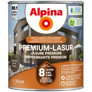 Alpina Premium Impregnante per legno Ebano, barattolo da 750ml. Impregnante per esterni, protezione a lungo termine da agenti atmosferici e raggi UV.