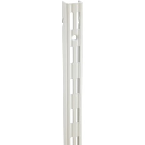 Rail mural en métal blanc, 2 rangées, 100 cm, pour systèmes d'étagères.