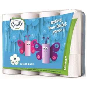 Smile carta igienica, 3 veli, confezione jumbo da 24 rotoli. Carta igienica supersoft.