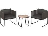 Lounge-Set Fullerton Wicker Stahl Anthrazit-Grau 3-tlg.