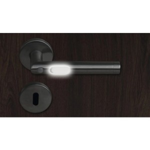 Rosetta Move light I illuminata in acciaio inox, bianca, Ø 52 mm, per porte interne.