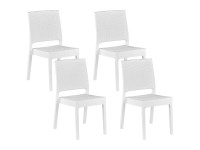 Beliani Gartenstuhl Set mit 4 Stühlen Fossano Kunststoff Weiss