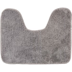 Tappeto WC grigio Wenko con incavo, 40x50 cm, in microfibra. Tappetino da bagno soffice adatto al riscaldamento a pavimento.