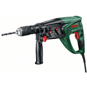 Trapano a percussione Bosch PBH 3000-2 FRE, trapano a percussione elettrico verde con punta.