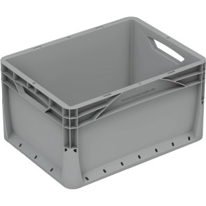 Eurobox-System Box grigia (40x30x22cm) con parete piena. Scatola per stoccaggio e trasporto.