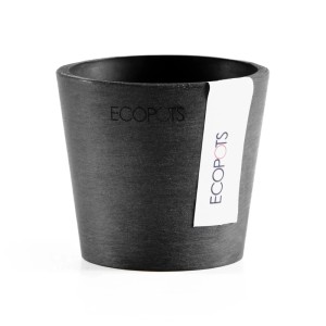 Ecopots Amsterdam Mini pot de fleurs, gris foncé, 8 cm. Idéal pour l'intérieur et l'extérieur.