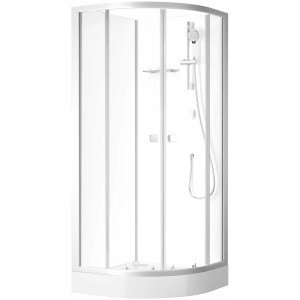 Cabine de douche complète Aurlane, 85x85x205 cm, argent mat, avec douchette et receveur en acrylique.
