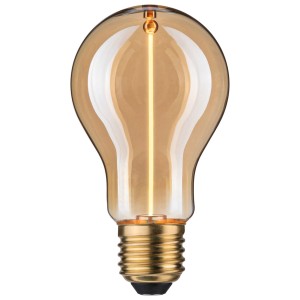 Goldene Paulmann LED-Birne E27 mit schwebendem Filament für dekorative Beleuchtung.