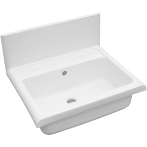 Lavatoio Compact bianco con paraspruzzi per cantina, garage o officina.