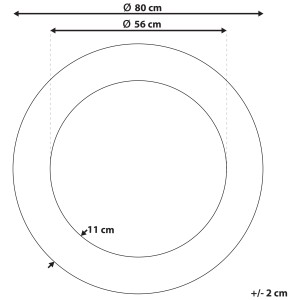 Schizzo dello specchio da parete Channay argento 80 cm con dimensioni.