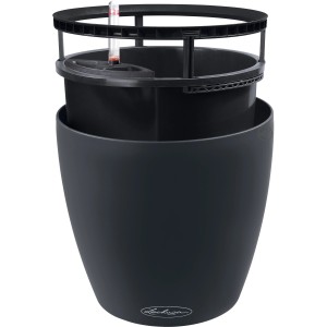 Pot de fleurs Lechuza Classico Color LS 43 en gris ardoise avec système d'arrosage et insert.