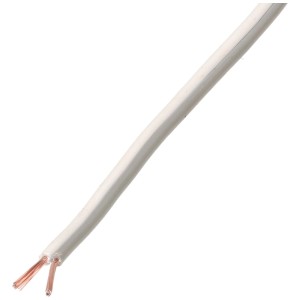 Câble de haut-parleur blanc (2 x 0,75 mm²) vendu au mètre pour audio et vidéo.
