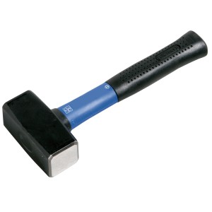 Massette LUX Classic, marteau de 1500g avec manche en fibre de verre bleu et tête noire.