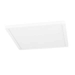Plafonnier LED carré blanc Eglo Expert Minerario, 29x29 cm, adapté aux pièces humides.