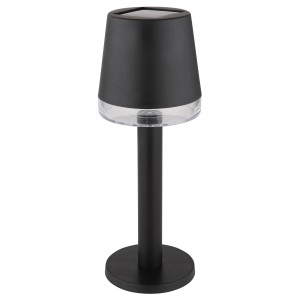 Globo LED lampe solaire, noir mat, transparent, Ø 8cm. Lampe de table pour décoration et jardin.