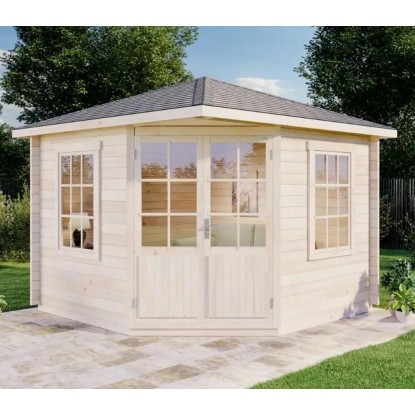 Alpholz Gartenhaus Monica-28 Natur 300 cm x 300 cm mit Spitzdach, imprägniert