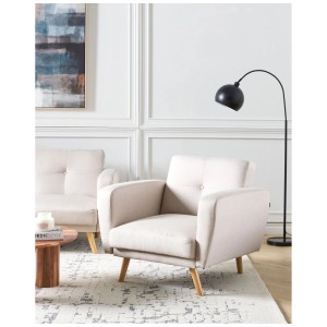 Beliani Poltrona Florli in legno e poliestere beige chiaro