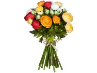 Mica Decorations Kunstfloristik Ranunkel-Strauss Orange Ø 26 cm / Höhe 35 cm