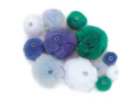 Acryl-Pompons mit Öse Blau-Mix ca. 45 Stk.